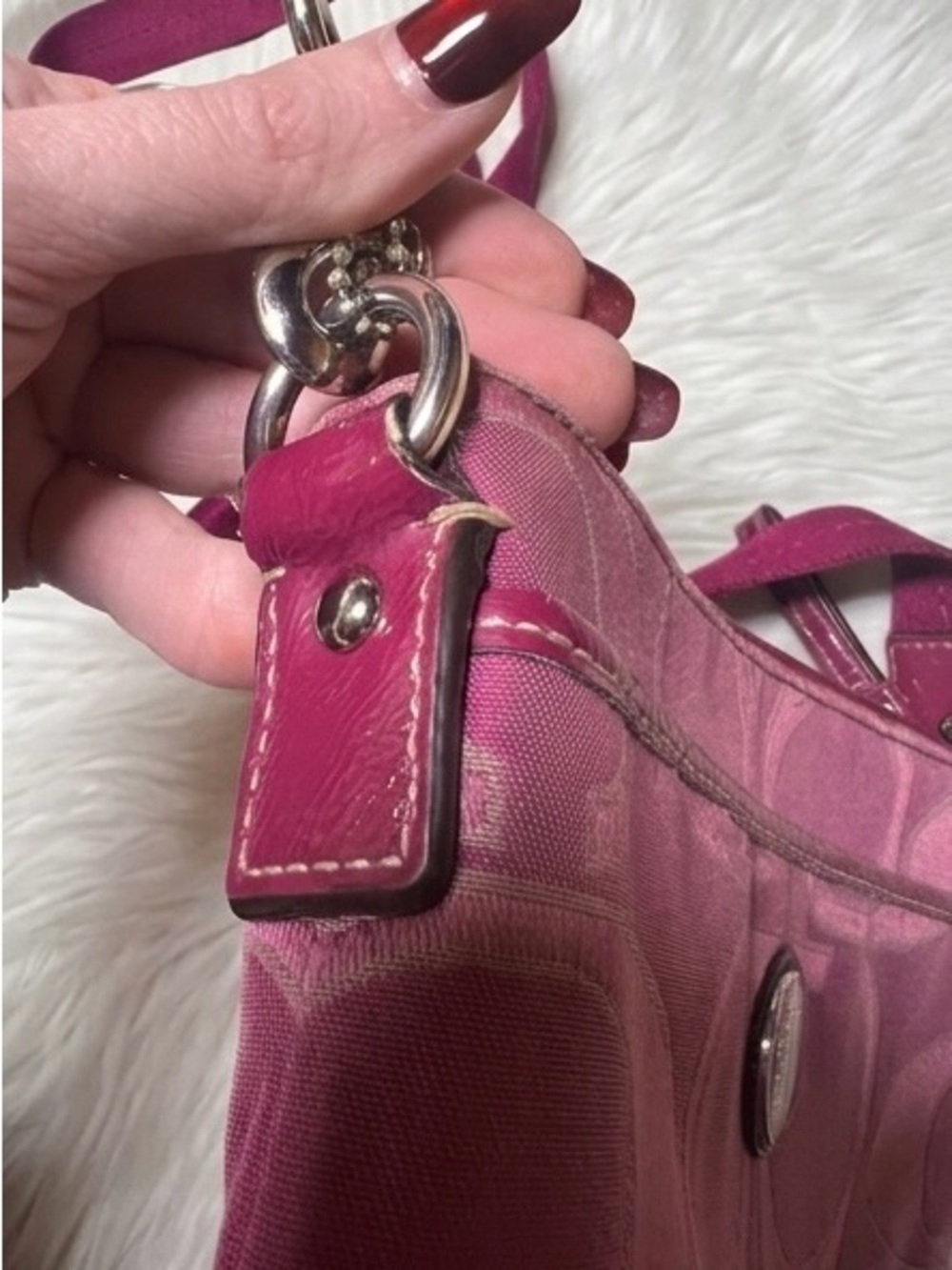 Coach Fuchsia Signature Crossbody Bag - Picture 3 of 9
